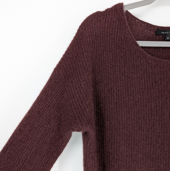 Skull Cashmere Boxy Cropped Cashmere Sweater Burgundy SOFT - Picture 2 of 5